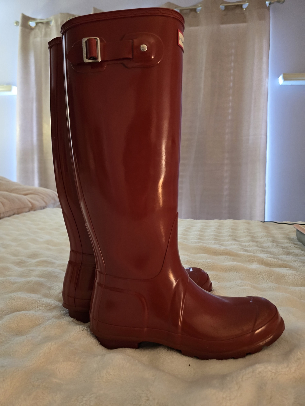 Hunter Women’s Gloss Knee-High Rain Boots - Burgundy Red